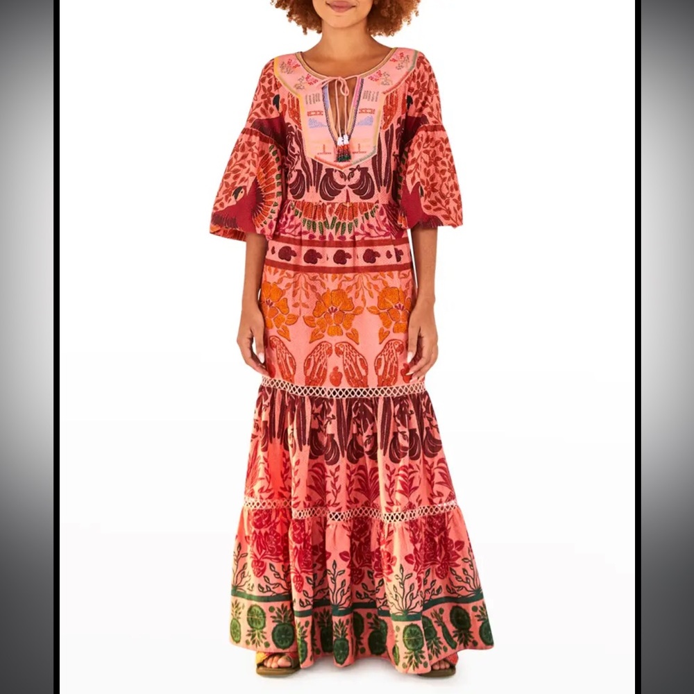 Farm Rio Anikia Print Macaws Maxi Dress